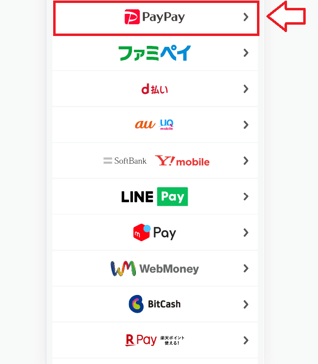 paypayや楽天pay、d払いでDMMポイントを購入する手順2