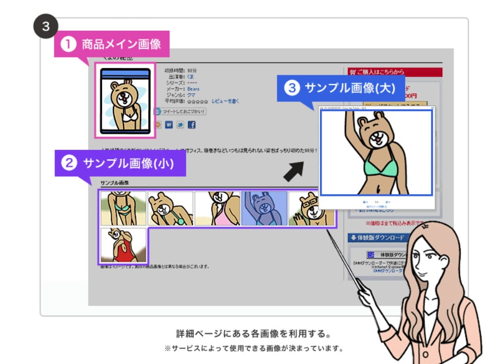 FANZAサンプル画像ダウンロードの手順1